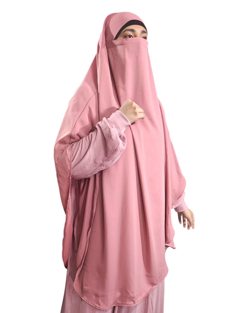 Elegant Peach Pink Khimar – Full Coverage Islamic Hijab