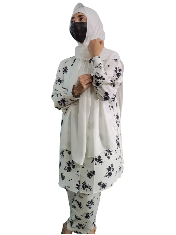 Floral White Burkha - Image 4