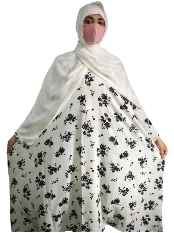 Floral White Burkha - Image 3
