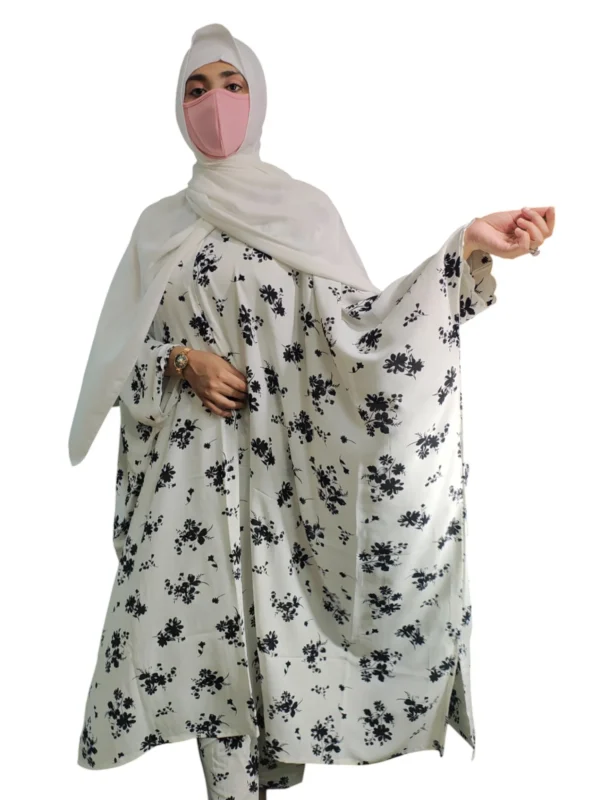 Floral White Burkha - Image 2