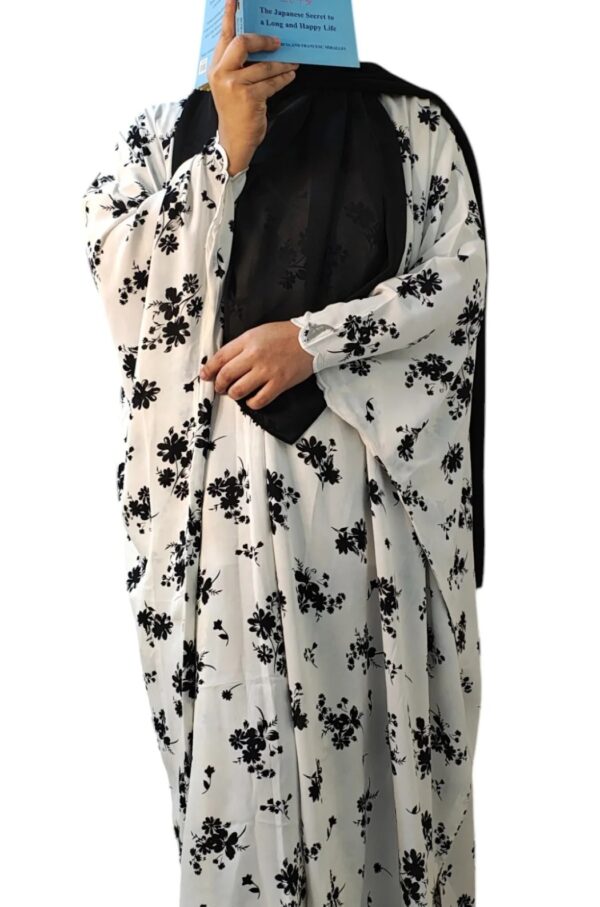 Floral White Burkha